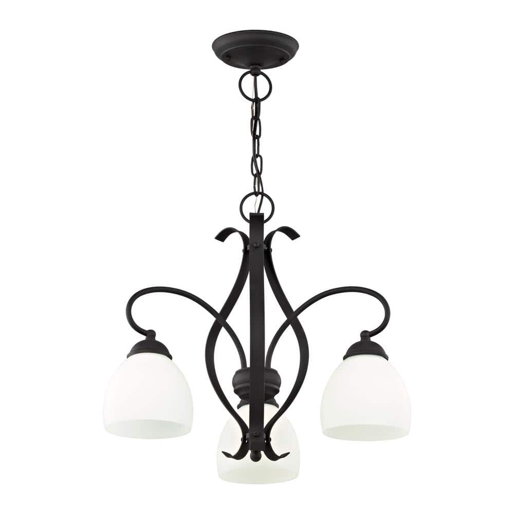 Black 3-Light Convertible Hanging Lantern with Hand Blown Satin White Glass