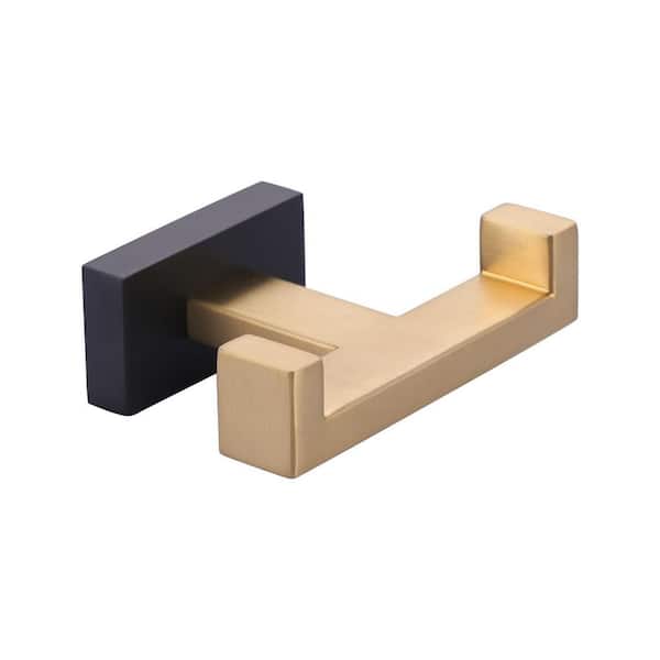 AVITAS Wall Mounted J-Hook Double Robe/Towel Hook Bath Hardware Accessory in Black and Gold
