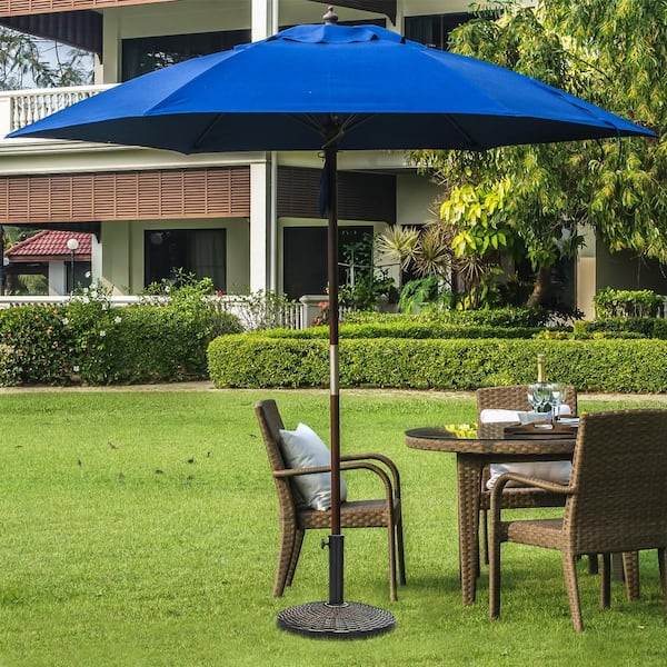 22 lbs. Steel Resin Patio Umbrella Base in Bronze with Wicker Style for Outdoor Use