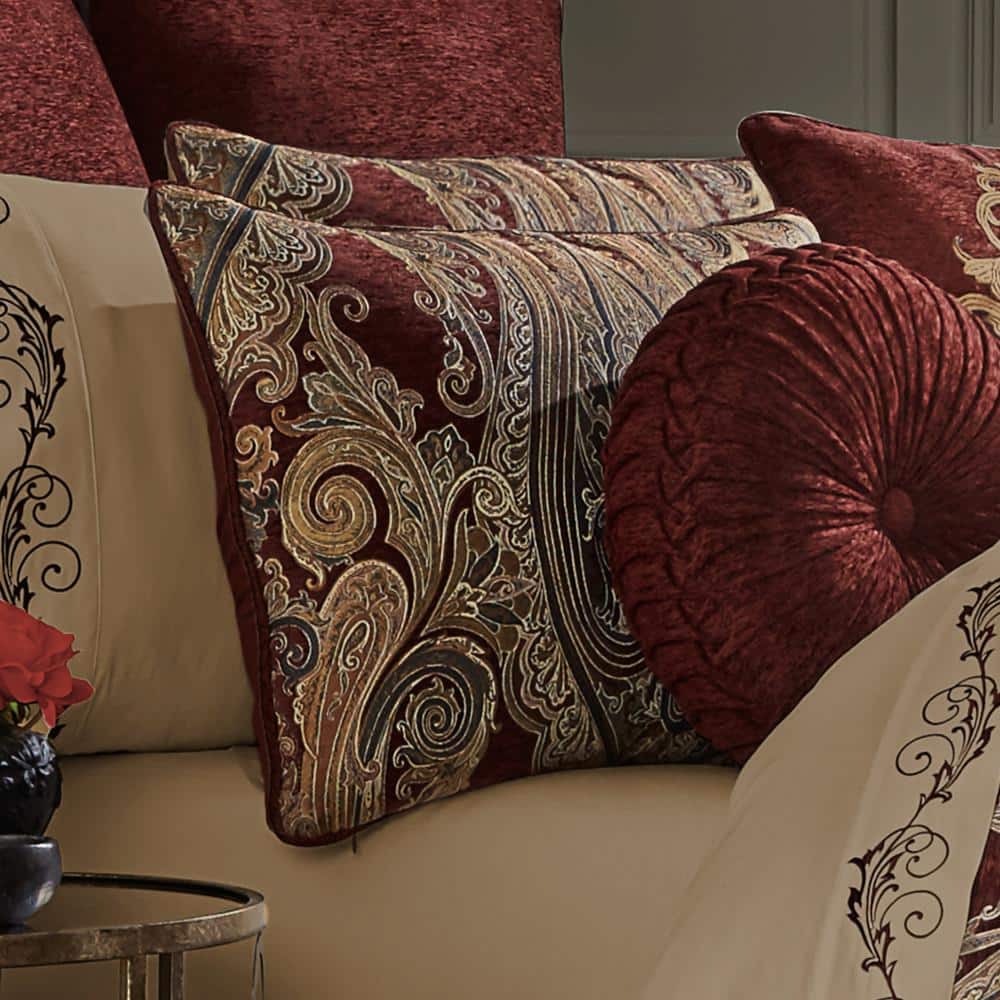 King Red Jacquard Microfiber Comforter Set with Piping