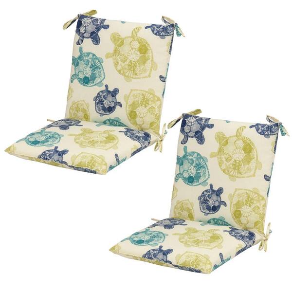Hampton Bay Turtles Mid-Back Outdoor Dining Chair Cushion (2-Pack)