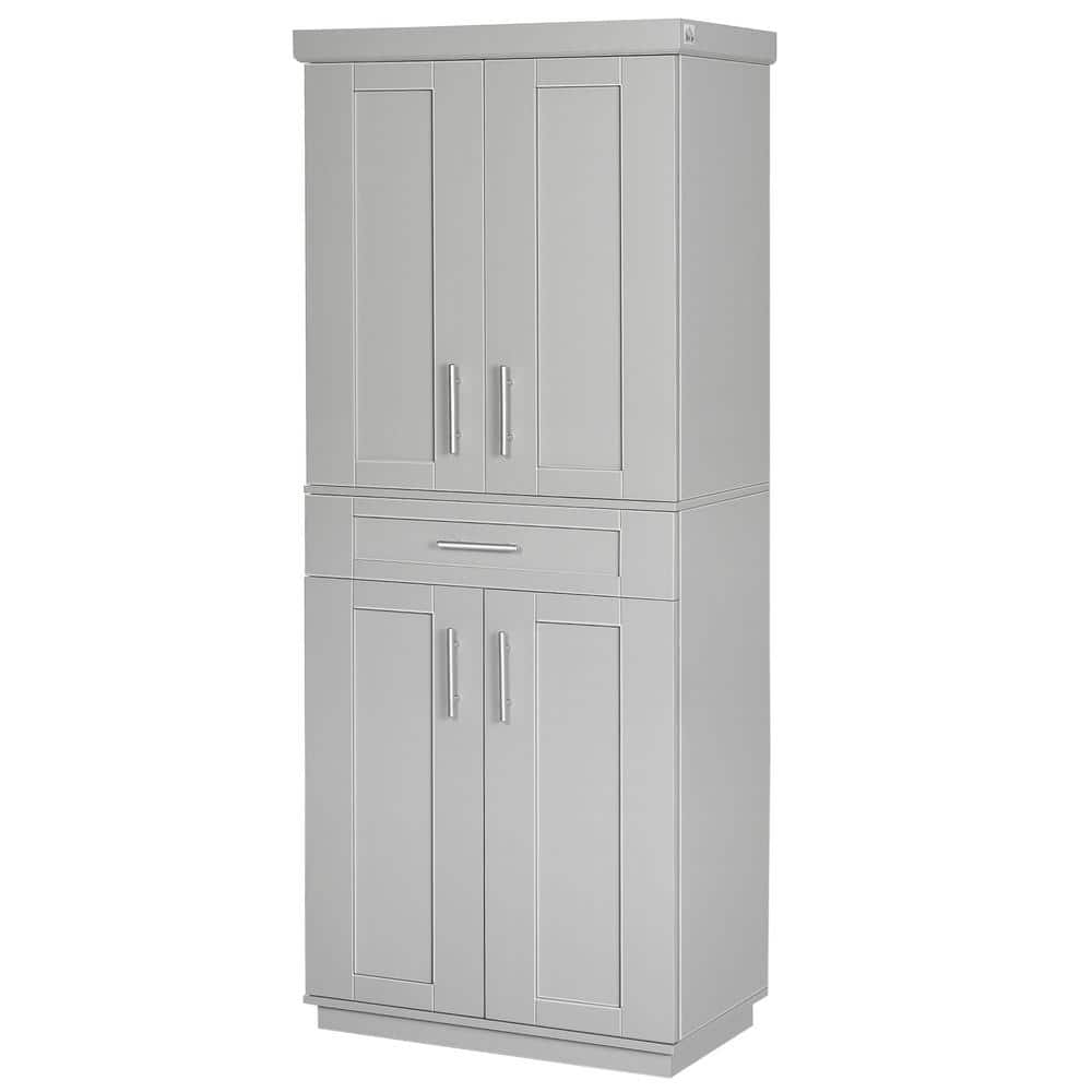 HOMCOM Grey Panel Stock Freestanding Kitchen Cabinet with Doors ( 30 in ...