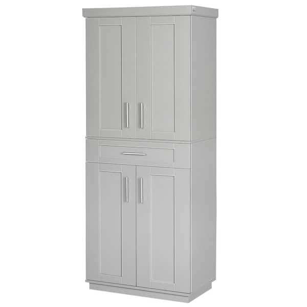 HOMCOM Grey Panel Stock Freestanding Kitchen Cabinet with Doors ( 30 in. W x 15.75 in. D x 72 in. H), Ready to Assemble
