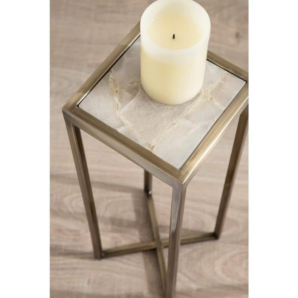 Gold Square Metal Drink Table with Quartz Top