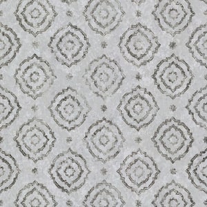 Uma Silver Star Medallion Non Woven Paper Non-Pasted Textured Metallic Wallpaper