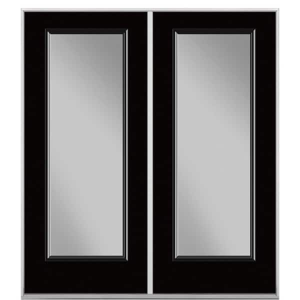 72 in. x 80 in. Jet Black Steel Prehung Right-Hand Inswing Full Lite Clear Glass Patio Door in Vinyl Frame, no Brickmold