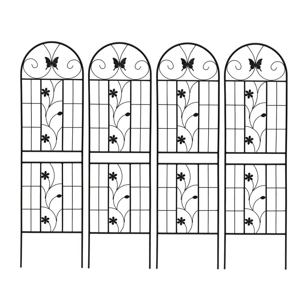 71 in. Black Metal Garden Trellis for Climbing Plants(4-Pack) Rustproof Outdoor Flower Support with Easy Assembly price history on PriceWatchPro