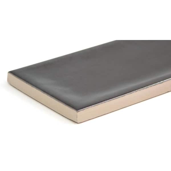 Raku Charcoal 3 in. x 12 in. Glossy Ceramic Wall Tile (6.3 sq. ft./Case)