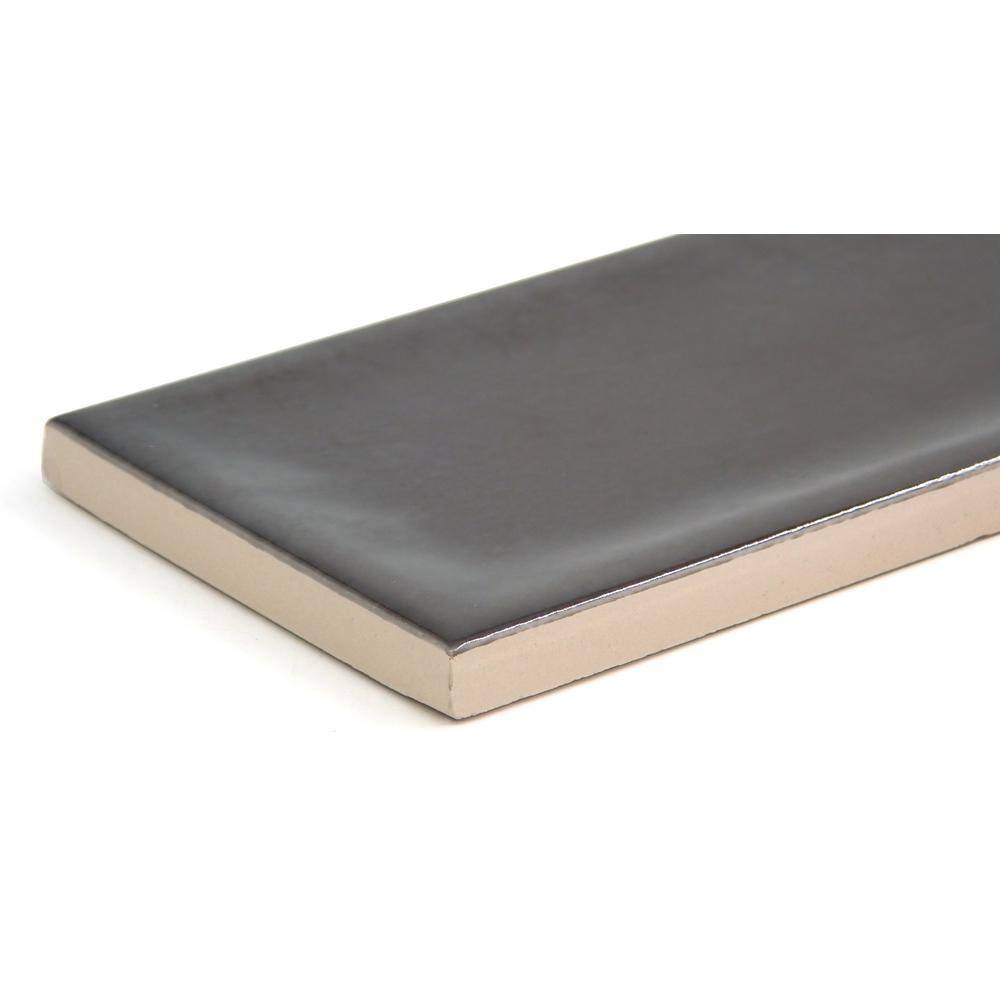 Charcoal Glossy Ceramic 3x12 Wall Tile for Bathroom and Kitchen