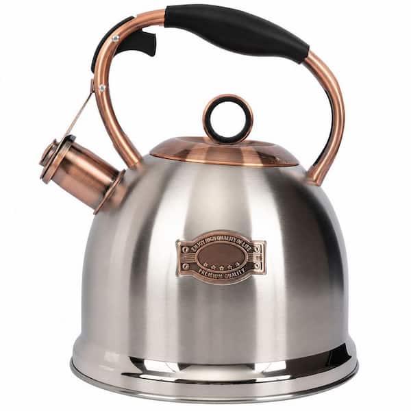 3.0 qt. 10-Cup Silver Stainless Steel Whistling Induction Stovetop Tea Kettle with Stay Cool Handle, Dish Washer Safe