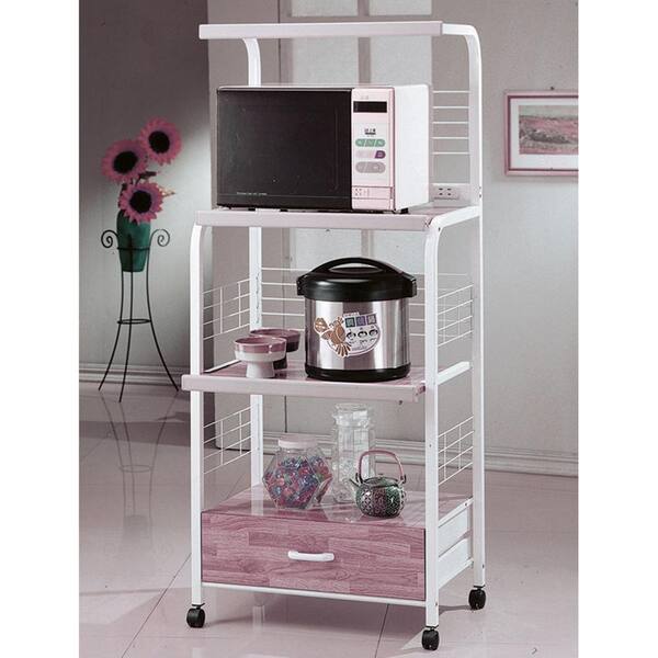 ORE International - White Microwave Cart With Shelf