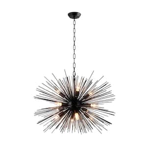 Marie 12-Light Black finish No Decorative Accents Globe Lantern Chandelier for Foyer