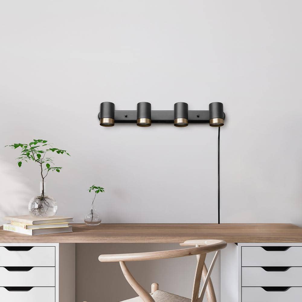 Matte Black 22'' 4-Light Plug-In Track Lighting Kit