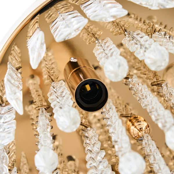 Merra 8.7 in. 3-Light Gold Flush Mount Chandelier Ceiling