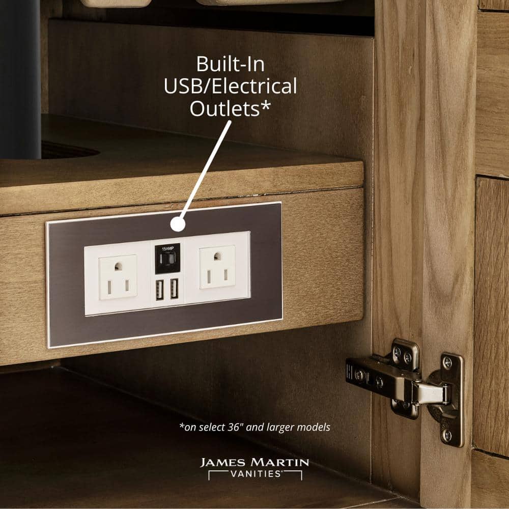 Laurent 72" Light Natural Oak Double Vanity Base with Brass Knobs