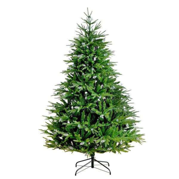 6 ft. Pre-Lit Artificial Luxembourg Pine Christmas Tree with 250-Multicolored Traditional Bulb LED Lights