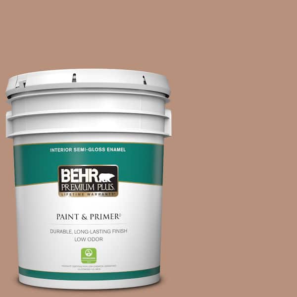 BEHR PREMIUM PLUS 5 gal. #BIC-16 Brandied Pears Semi-Gloss Enamel Low Odor Interior Paint & Primer