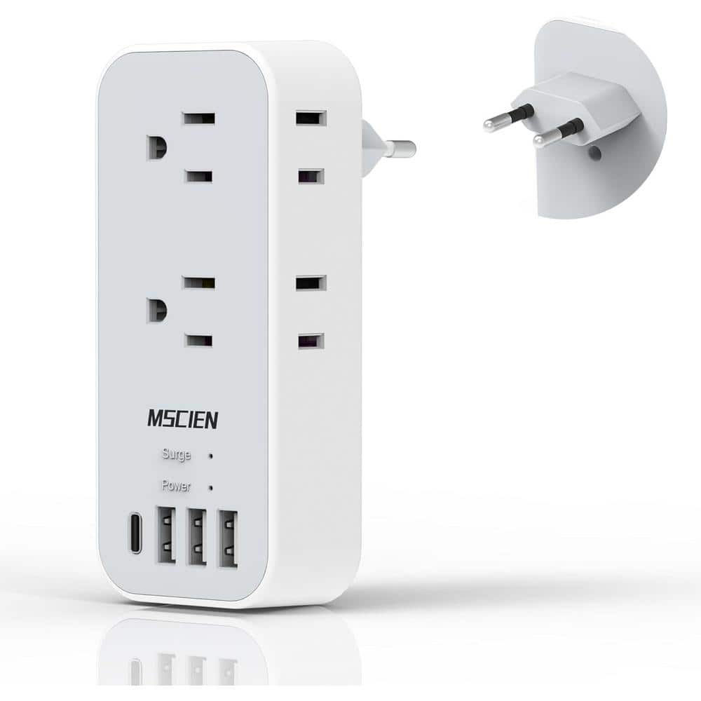 10 Amp 6-Outlet Triple Tap AC/DC Adapter with 4 USB Ports, White