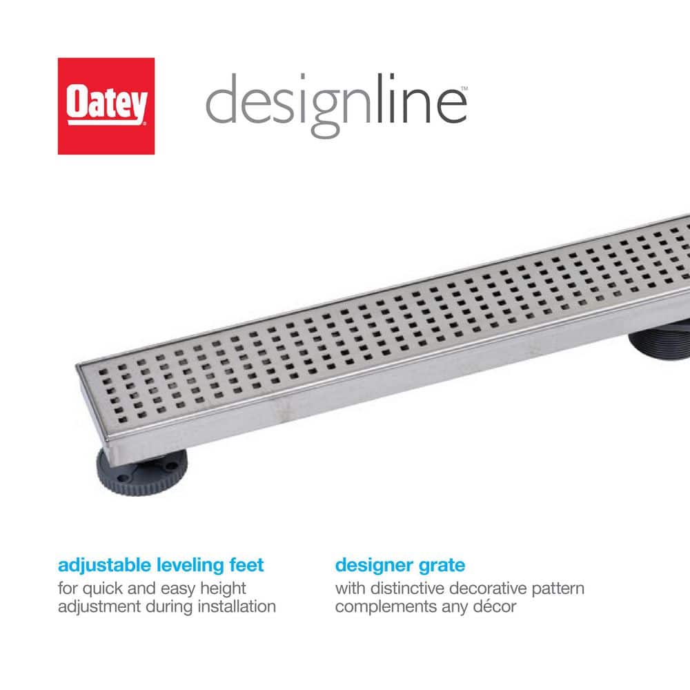 24" Stainless Steel Linear Shower Drain with Square Pattern Cover