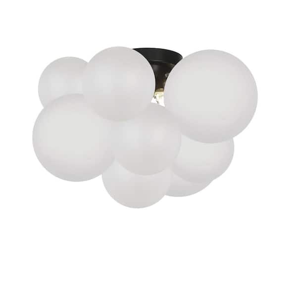 Dainolite Miles 14.25 in. 3-Light Matte Black Flush Mount