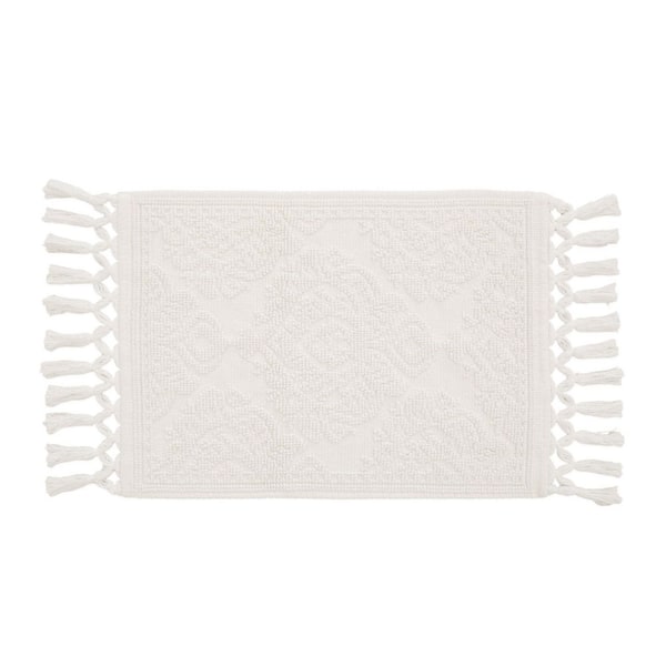Jean Pierre NEW YORK Ricardo Cotton Fringe 17 in. x 31 in. Bath Rug in Ivory