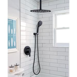 8-spray 12in. Dual Shower Head and Handheld Shower Head in Matte Black