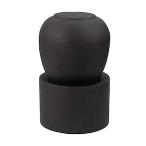 19.5 in. x 19.5 in. x 32.5 in. Heavy Outdoor Cement Fountain Black Cute Unique Urn Design Water feature