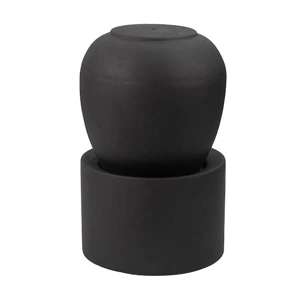 canadine 19.5 in. x 19.5 in. x 32.5 in. Heavy Outdoor Cement Fountain Black Cute Unique Urn Design Water feature