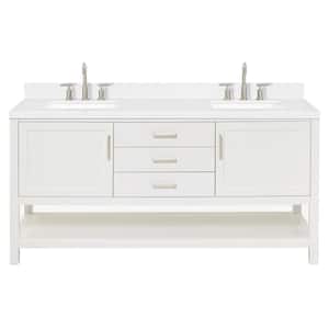 Bayhill 72.25 in. W x 22 in. D x 36 in. H Double Sink Freestanding Bath Vanity in White with Man-Made Stone Top