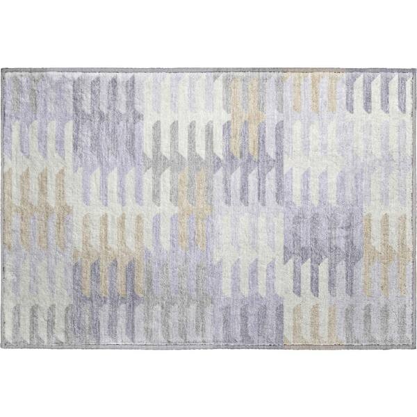 Mayfield Premium Machine Washable Abstract AMF2328 Lavender 2 ft. x 3 ft. Accent Rug