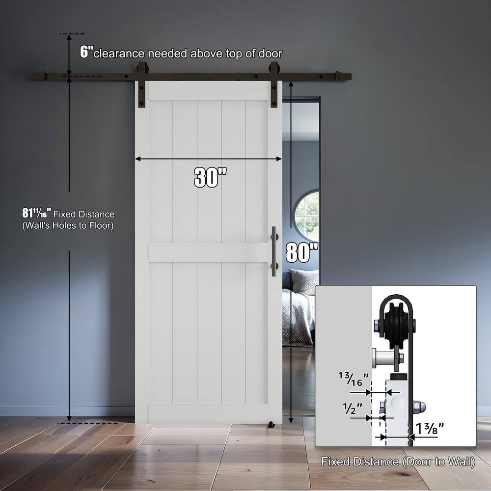 White Finished MDF Sliding Barn Door Kit with Matte Black Hardware
