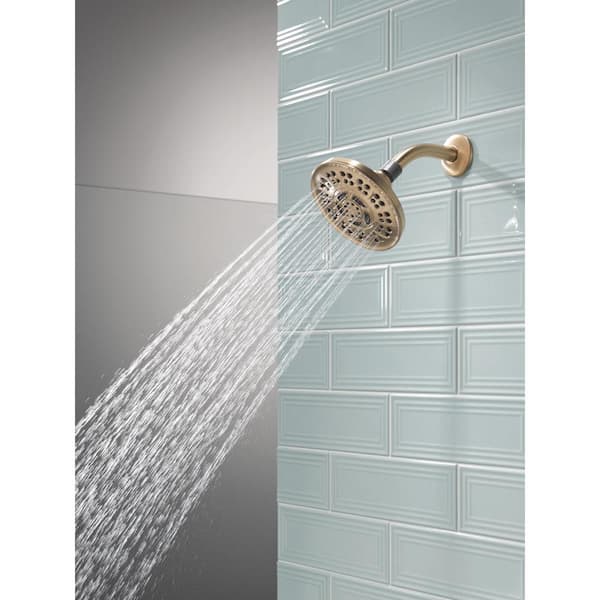 8-Spray Patterns 1.75 GPM 6 in. Wall Mount Fixed Shower Head in Champagne Bronze