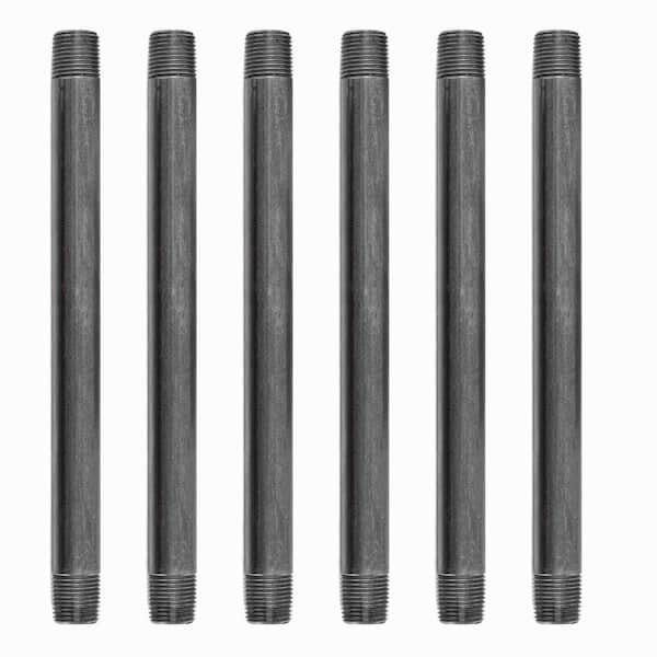 PIPE DECOR 3/8 in. x 10 in. Black Steel Nipple (6-Pack)
