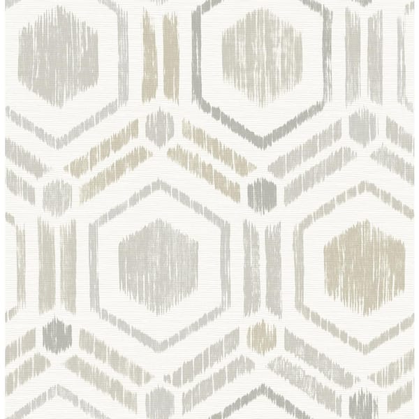 A-Street Prints Borneo Light Grey Geometric Grasscloth Light Grey Wallpaper Sample