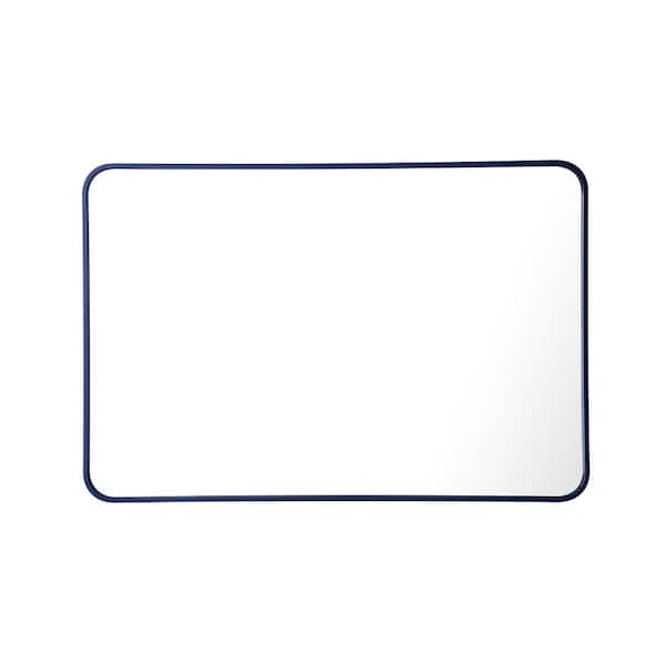 Unbranded Timeless Home 40 in. H x 27 in. W Blue Modern Soft Corner Rectangular Wall Mirror