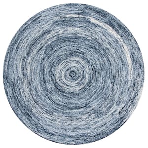 Ikat Grey 6 ft. x 6 ft. Solid Color Round Area Rug