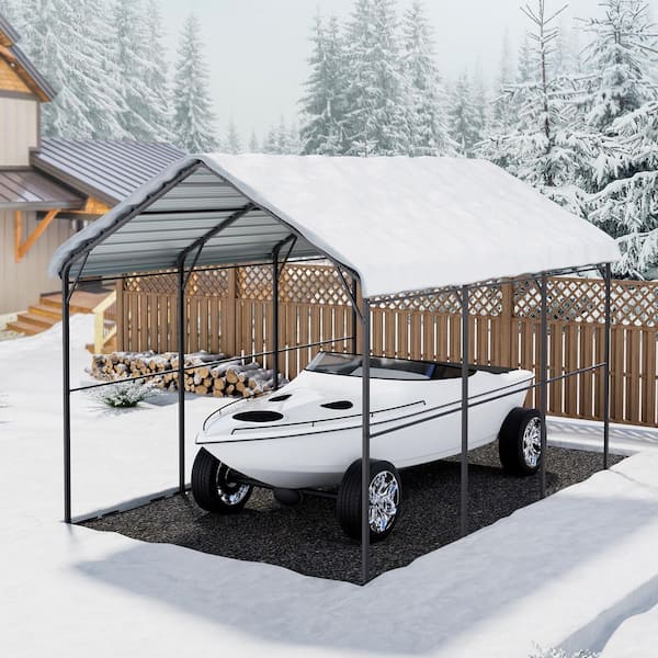 Heavy Duty Metal Carport, 10 ft. x 15 ft. Outdoor Carport with Galvanized Steel Frame and Roof, Car Tent Garage Shade