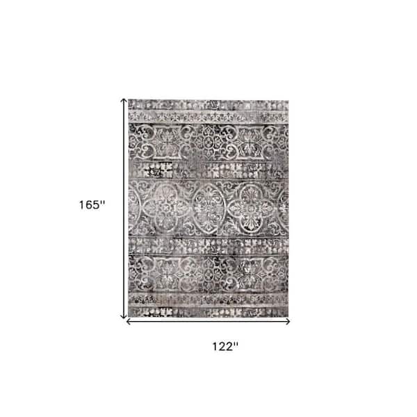 2 ft. x 8 ft. Gray, Ivory Abstract Area Rug