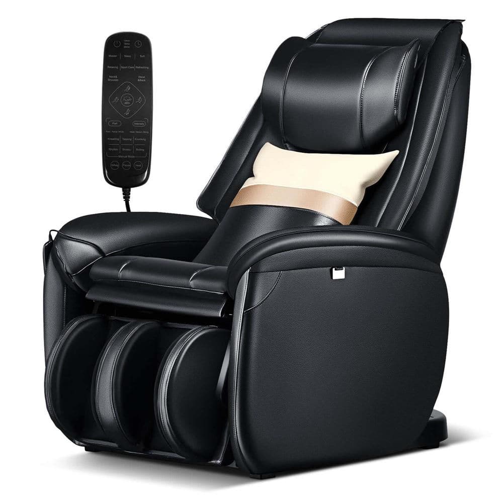 Black Full Body SL Track Zero Gravity Massage Chair with Pillow Reversible Footrest Heat