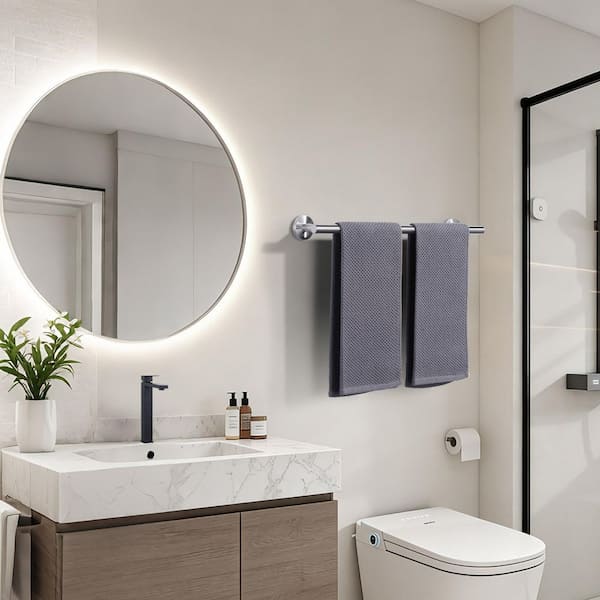 20 in. Wall Mounted Single Towel Bar in Brushed Nickel