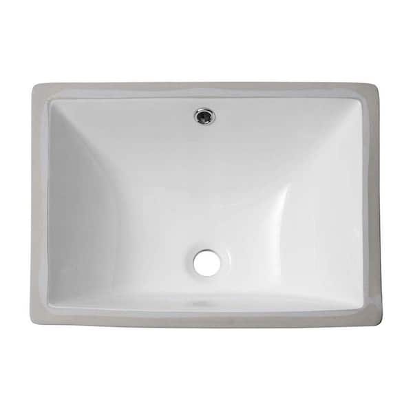 18.5 in. L x 13.5 in. W x 7.6. in. D White Rectangular Undermount