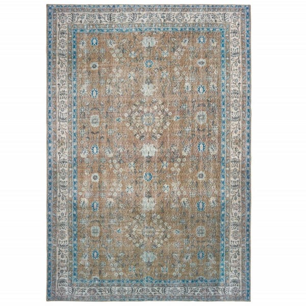 HomeRoots Gold and Grey 2 ft. x 3 ft. Oriental Area Rug