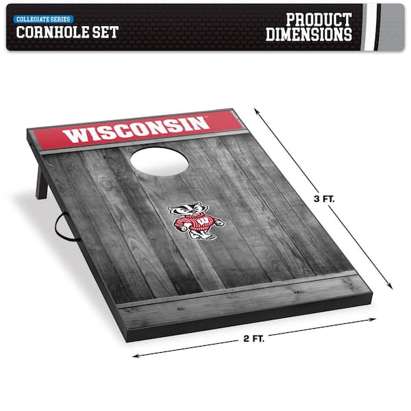 KT Cornhole Wisconsin  Badgersオフィシャルライセンスボードトップ、テイルゲートキャンプ用コーンホールボードトップ、ACL/ACO UV-Directプリント3/4イン 