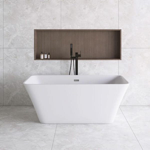 66 in. x 30 in. Acrylic Surface Freestanding Soaking Bathtub in White