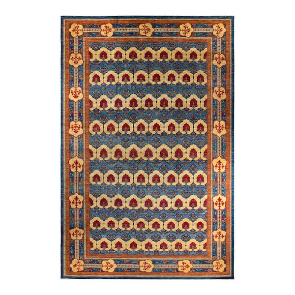 Arts and Crafts Handmade Blue 17 ft. 4 in. x 11 ft. 10 in. Indoor Area Rug