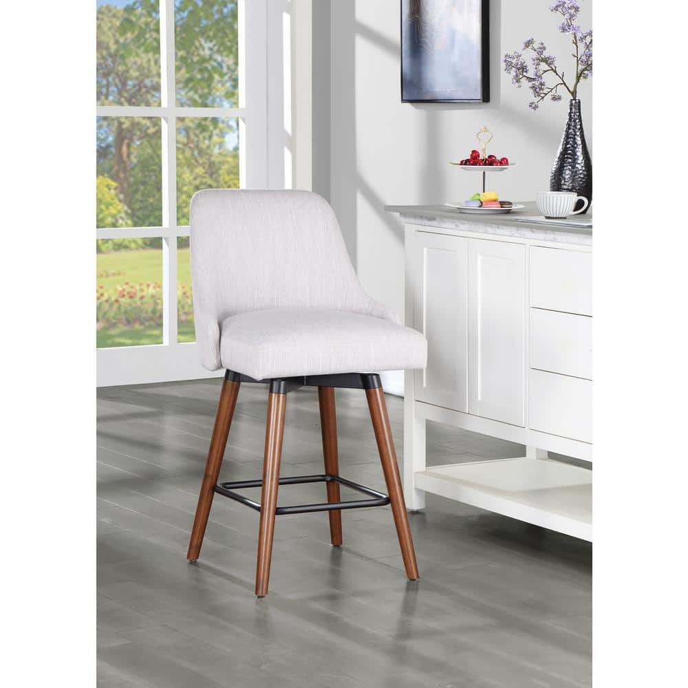 Bagford 26" Gray Swivel Counter Stool with Wood Legs
