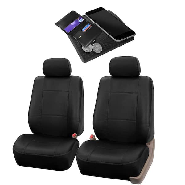 FH Group 47 in. x 23 in. x 1 in. PU Leather Half Set Front Seat Covers