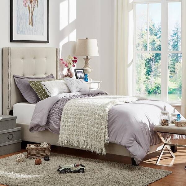 HomeSullivan Franklin Park Cream White Twin Upholstered Bed