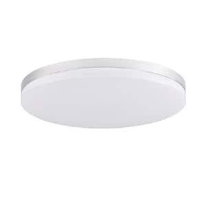 13 in. White LED Ceiling Light with Silver Rim, 4000K Cool White lighting, Dimmable