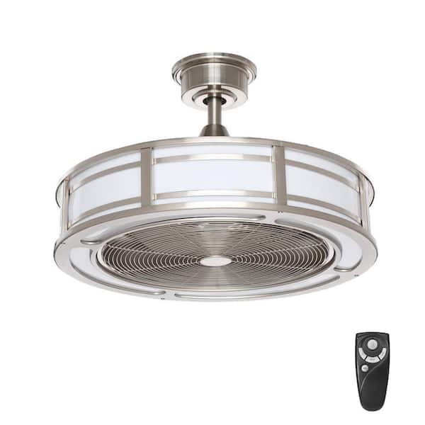 Home Decorators Collection Brette II 23 in. LED Indoor/Outdoor Brushed Nickel Ceiling Fan with Light and Remote Control